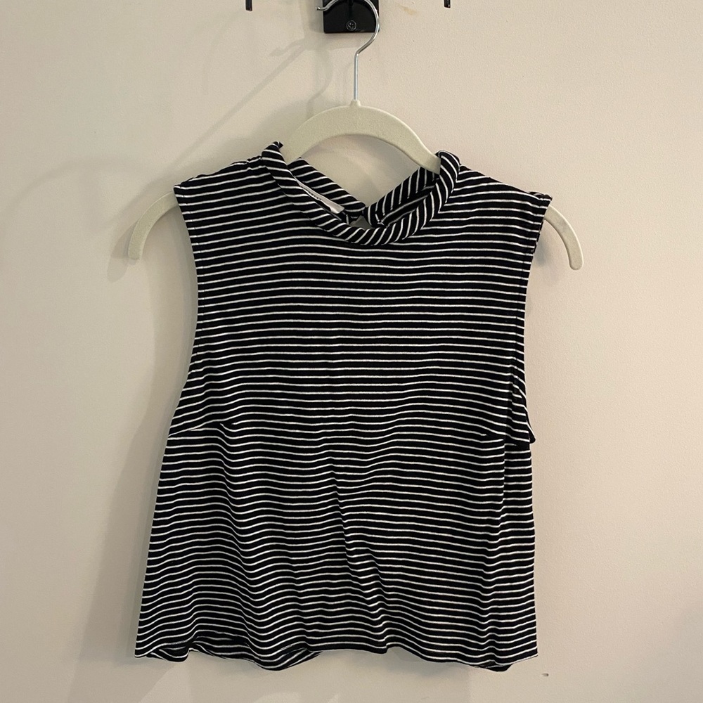 N / Nicholas Striped Crew Neck Crop Top